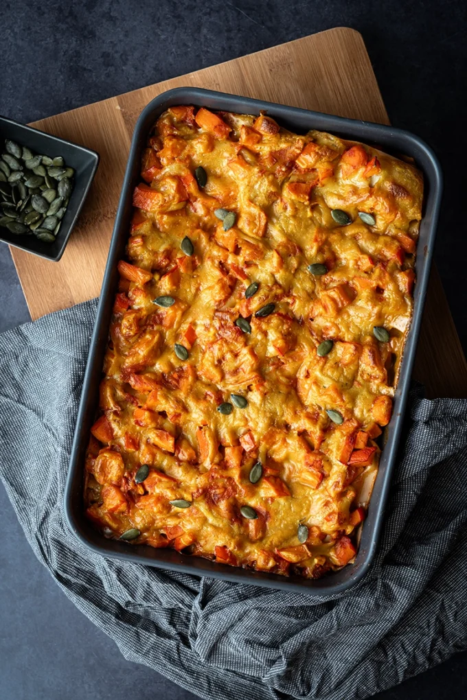 Einfache vegane Kürbis-Lasagne